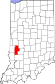 Harta statului Indiana indicând comitatul Clay