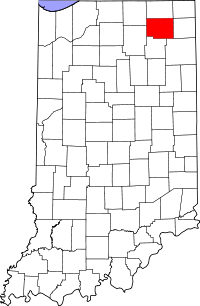 Округ Нобл на мапі штату Індіана highlighting