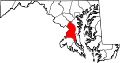 Harta statului Maryland indicând comitatul Prince George