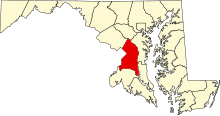 Carte du Maryland mettant en évidence le comté de Prince George.svg