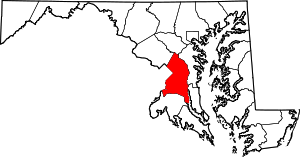 Mapa de Maryland destacando el condado de Prince George