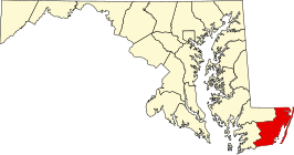 Locatie van Worcester County in Maryland