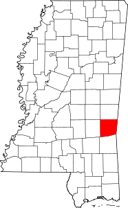 Map of Mississippi highlighting Clarke County.svg