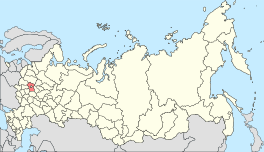 Die ligging van Moskou-oblast in Rusland.