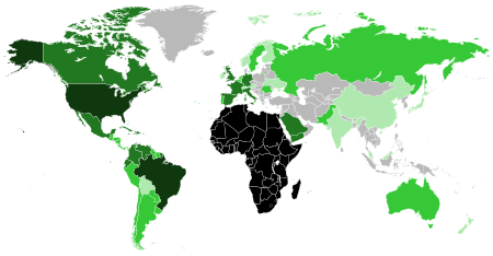 Map of Africa and the African diaspora throughout the world Map of the African Diaspora in the World.svg