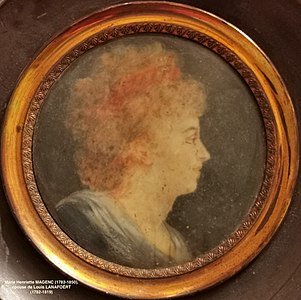 Marie Henriette Magenc (1782-1850), épouse Lanafoërt[12], tante d'Alexandre Magenc, quinquisaïeul de Christophe Chapelain L'officier. Collection Chapelain L'officier.