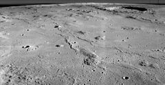 Oblique view of eastern Marius Hills with Marius Crater in upper right by Lunar Orbiter 2 Marius crater hills 2213 med.jpg