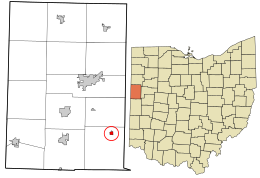 Lage in Mercer County und im Bundesstaat Ohio.