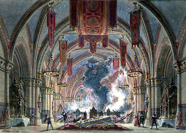 Meyerbeer Le Prophète set design for the final conflagration by Philippe Chaperon