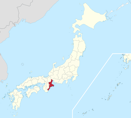 Kaart van Japan met Mie gemarkeerd