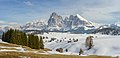 * Nomination The Seiser Alm in winter and the Gröden Dolomites. --Moroder 12:19, 10 March 2019 (UTC) * Promotion An excellent photo, but a looks a bit fuzzy --Michielverbeek 14:29, 10 March 2019 (UTC)