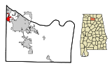 Morgan County Alabama Incorporated and Unincorporated areas Trinity Highlighted.svg