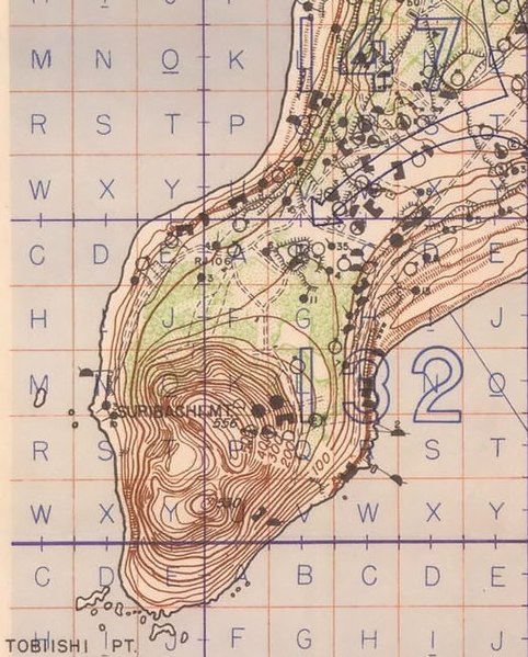 File:Mount Suribachi in Octobet 1944 map detail, from- Iwo Jima Historical Map (Poster) (cropped).jpg