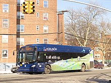 A 2010 XDE40 (#0058) used as a demo bus on the B6 Limited to Bensonhurst. This bus is now privately operated by New York University as #2192. New Flyer Xcelsior demo bus (MTA test).jpg