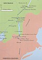 Lac Champlain à la veille de la guerre de Sept Ans, zone très disputée, 1754.