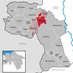 Poziția Osterwald pe harta districtului Grafschaft Bentheim