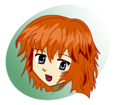 Tête de jeune femme rousse dessinée dans un style de manga.