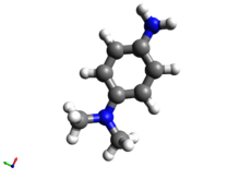 Diamond Rubber Co. researchers David Spence and George Oenslager developed Para-aminodimethylaniline as a vulcanization accelerator in 1912. Para-dimethylamineaniline3D.png