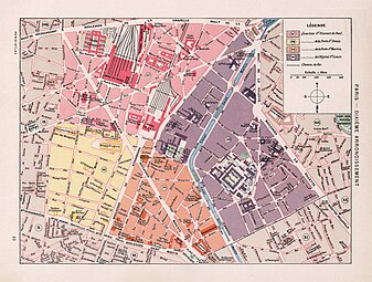 Les quartiers du 10e arrondissement en 1900 d'après l′Atlas de Fernand Bournon.