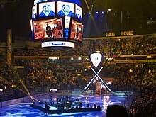 Bridgestone Arena during the game Patrick Kane's entrance at the 2016 NHL All-Star Game (24150997493).jpg