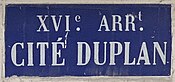 Plaque Cité Duplan - Paris XVI (FR75) - 2021-08-17 - 1.jpg