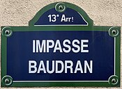 Plaque Impasse Baudran - Paris XIII (FR75) - 2021-07-21 - 1.jpg