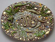 "Rustic" glazed earthenware platter attributed to Bernard Palissy, Paris Platter MET DT574 (cropped).jpg