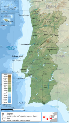 Mapa zobrazující polohu lesů Buçaco