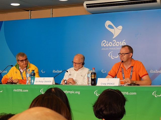 Press conference at the 2016 Rio Paralympics with Mario Andrada, Sir Philip Craven and Craig Spence