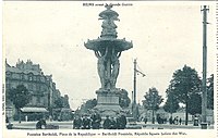 Fontaine place de la République à Reims, avant la Première Guerre mondiale