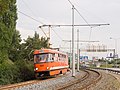 Čeština: Nádraží Braník, kolaudace rekonstruované tramvajové trati Výtoň – Nádraží Braník měřícím vozem Tatra T3 ev. č. 5521, Praha English: Nádraží Braník, final inspection of tram track Výtoň – Nádraží Braník with measuring tram Tatra T3 reg. 5521, Prague