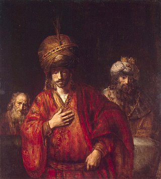 <i>David and Uriah</i> 1665–1669 painting by Rembrandt van Rijn