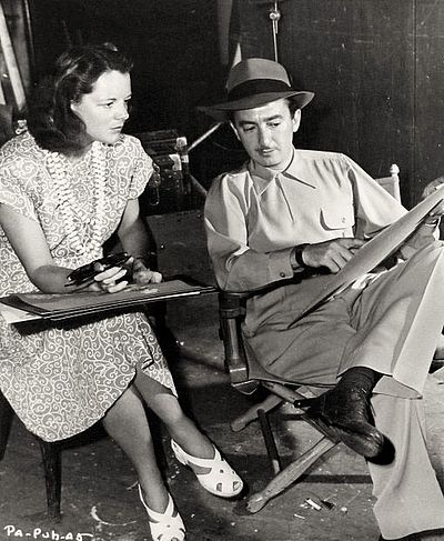 Costume designer Renié and John H. Auer on the set of Pan-Americana (1945)