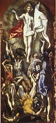 El Greco, Kristuksen ylösnousemus, noin 1595-1600, 275 x 127 cm Prado.