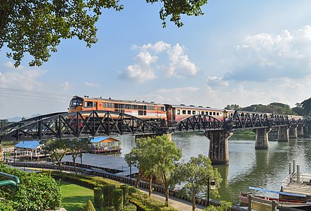 Train crossing the Bridge over the River Kwai
