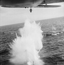 Royal Air Force attacking submarine U-705 during World War 2