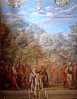 San Francisco recibe a hombres y mujeres en la Tercera orden de Penitencia, en Cannara; pintura de Baldassare Croce (1602-1603).