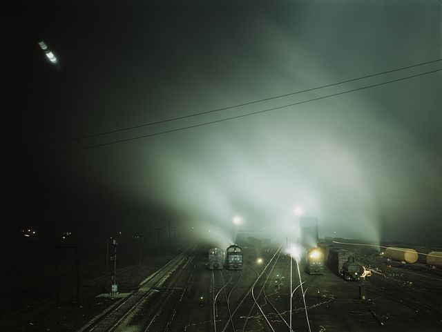 Santa Fe's Kansas City yard at night