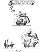 Los barcos utilizados por Vasco da Gama en su primer viaje. (Ilustración de 1558).