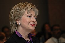 Hillary Clinton at Gallaudet University for the SEIU union forum in late January 2007 Sen. Hillary Clinton 2007.jpg