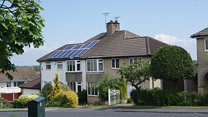 Solar panels on a 1930s semi on Barleyfields Road, Wetherby (31st May 2013).JPG