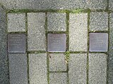 die Anordnung der Stolpersteine für die Familie Bukofzer vor dem Haus Markgrafenstraße 16 in Wuppertal