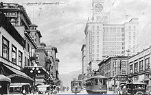 Streetcars on Granville in 1928 Streetcars at Granville and Robson.jpg