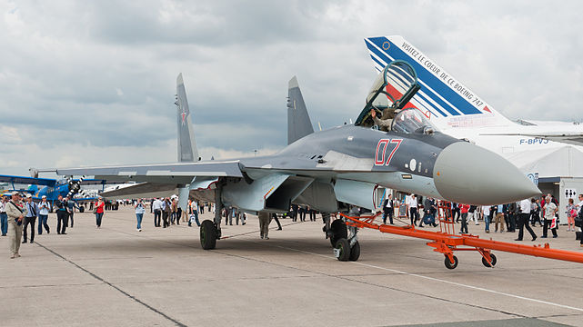 Sukhoi Su-35S 07 RED at Paris Air Show 2013.