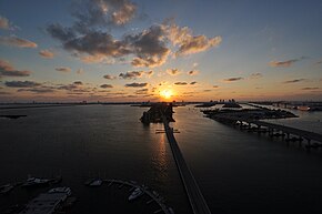 Sunrise over Venetian Causeway in Miami.JPG