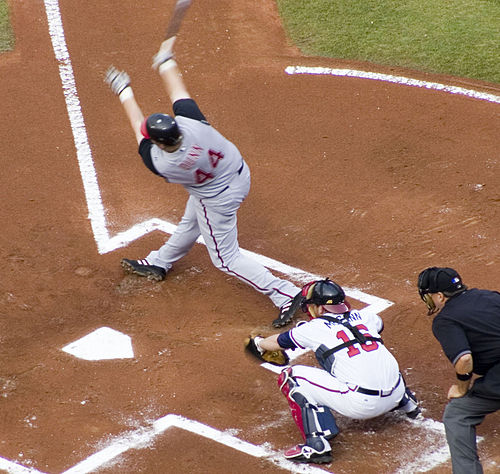 Cincinnati Reds outfielder Adam Dunn strikes out swinging.