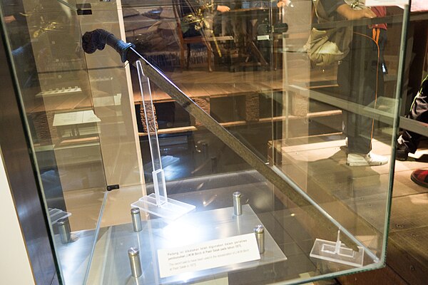 The sword said to have been used in the assassination of J.W.W. Birch, displayed at the National Museum Negara.