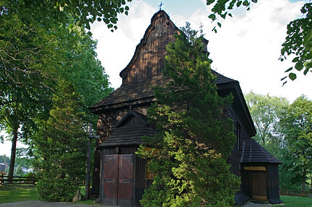 Szymbark, późnobarokowy kościół drewniany p.w. św. Wojciecha