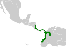 Distribución geográfica de la tangara de Delattre.