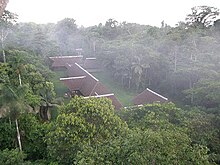 view of the Tambopata Research Center from a nearby nest tree